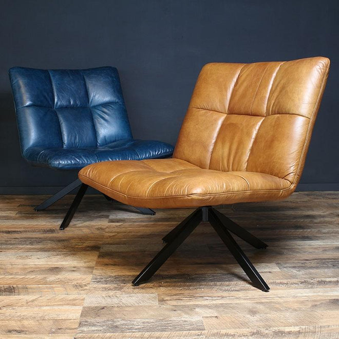 Industriële fauteuil Jovi cognac leer