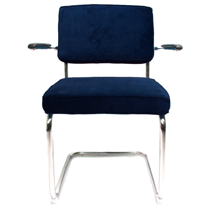 Rib stoel met armleuning donkerblauw