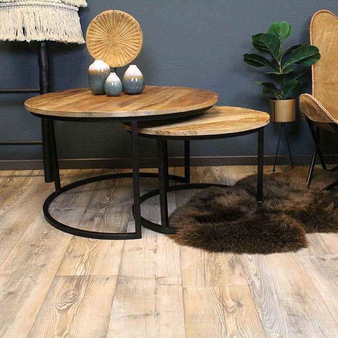 Industriële salontafel set Jerry manghout (2 stuks)