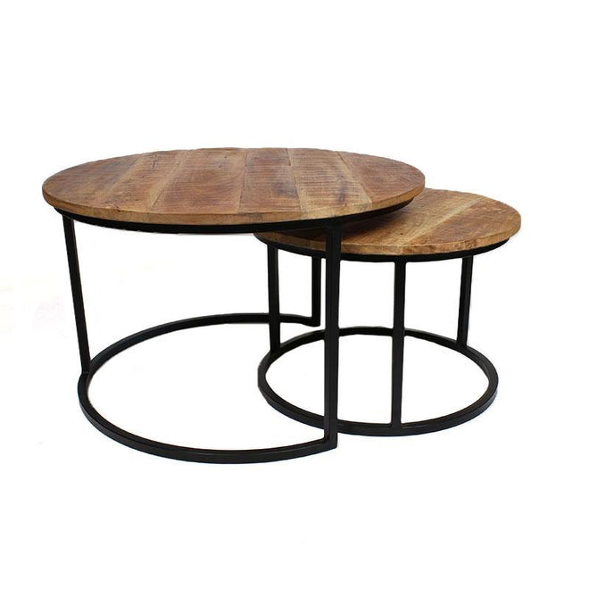 Industriële salontafel set Jerry manghout (2 stuks)