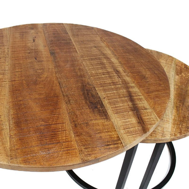 Industriële salontafel set Jerry manghout (2 stuks)