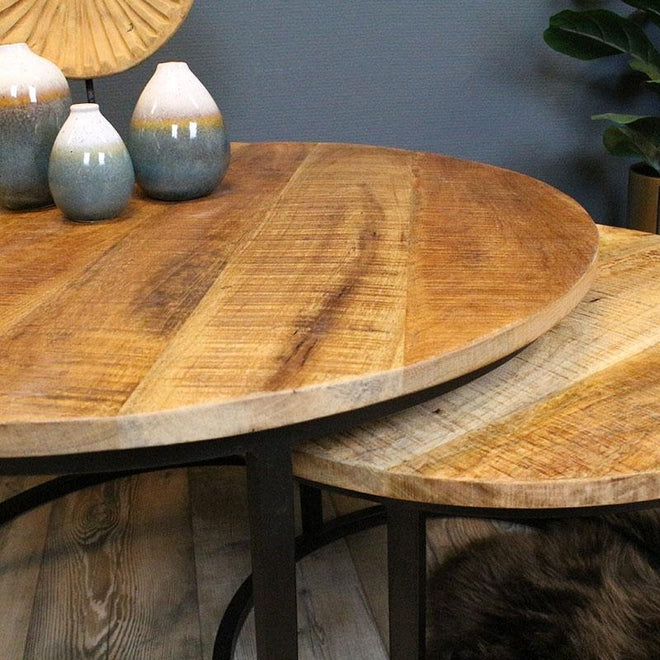 Industriële salontafel set Jerry manghout (2 stuks)