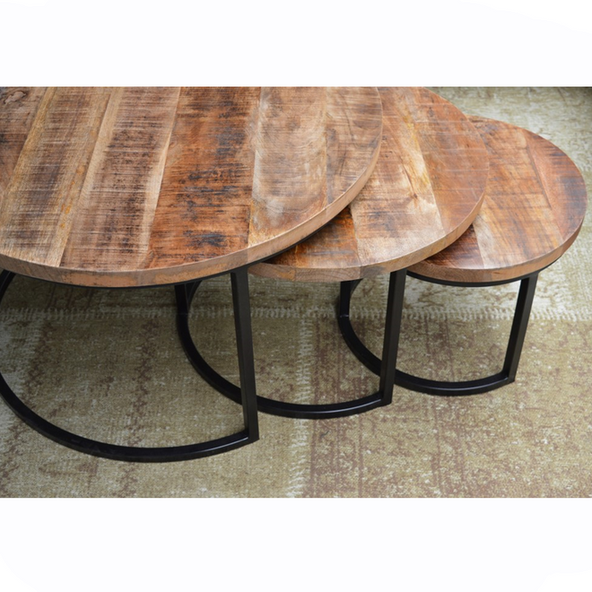 Industriële salontafel set Brandon (set van 3) - Gratis thuisbezorgd!