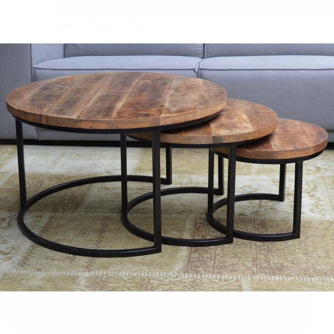 Industriële salontafel set Brandon (set van 3) - Gratis thuisbezorgd!