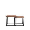 Industriële salontafel set Cube vierkant mangohout (2 stuks)