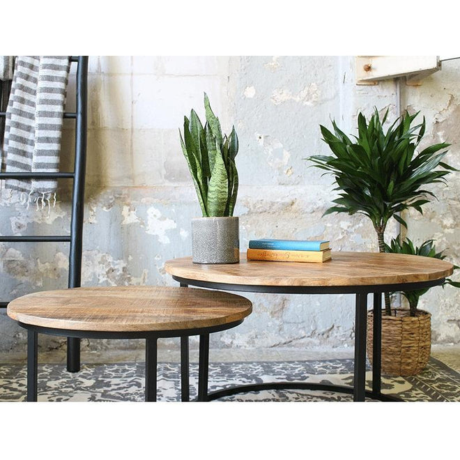 Industriële salontafel set Jerry manghout (2 stuks)
