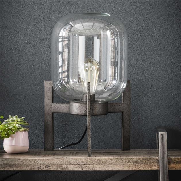 Tafellamp Jessie glas oud zilver 
