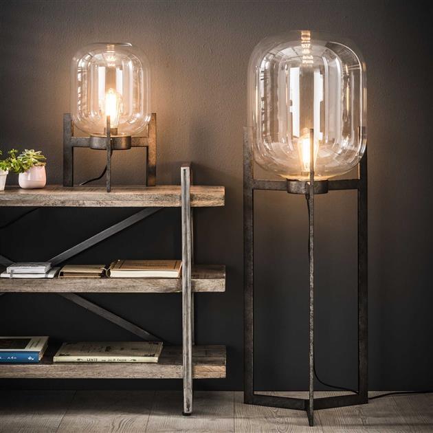 Tafellamp Jessie glas oud zilver 