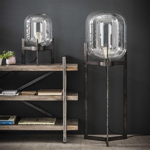 Tafellamp Jessie glas oud zilver 