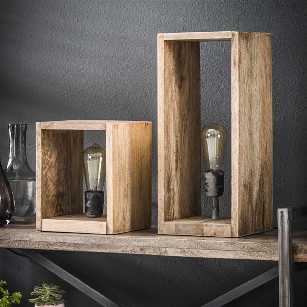 Tafellamp Magnus mangohout vierkant