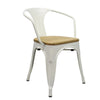 Tolix Retro Café armstoel hout wit