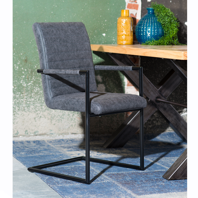 Eetkamerstoel Vito blauw vintage - Industriële eetkamerstoel