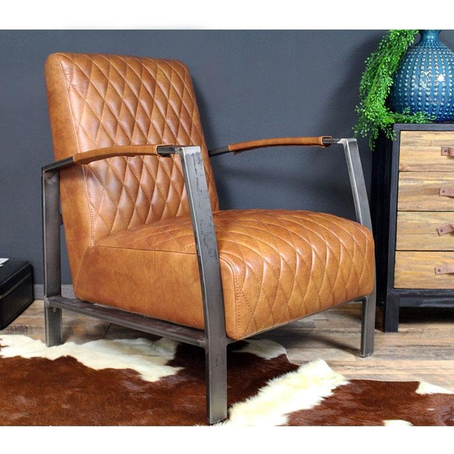 Industriële fauteuil Nelson cognac - Bronx71
