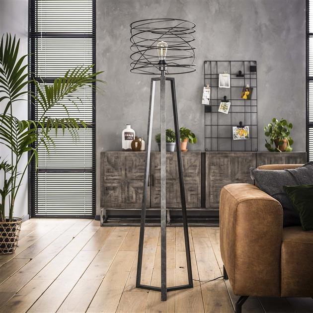 Industriële vloerlamp Julie charcoal