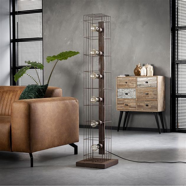 Industriële vloerlamp Jolie Cage 6-lichts 