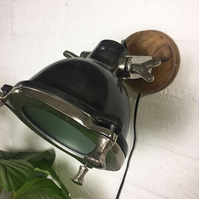 Industriële wandlamp Zach hout metaal 