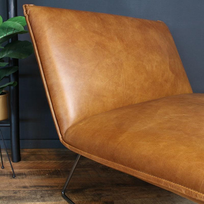 Industriële fauteuil Yasmin cognac | 100 leer